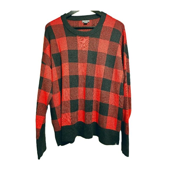 Eddie Bauer Sweaters - EDDIE BAUER Red & Black Buffalo Plaid Pullover Crewneck Sweater Size X-Large